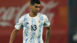 Cristian Romero durante un encuentro con Argentina.