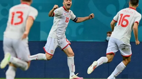 Jugadores de Macedonia durante un encuentro de la Eurocopa.