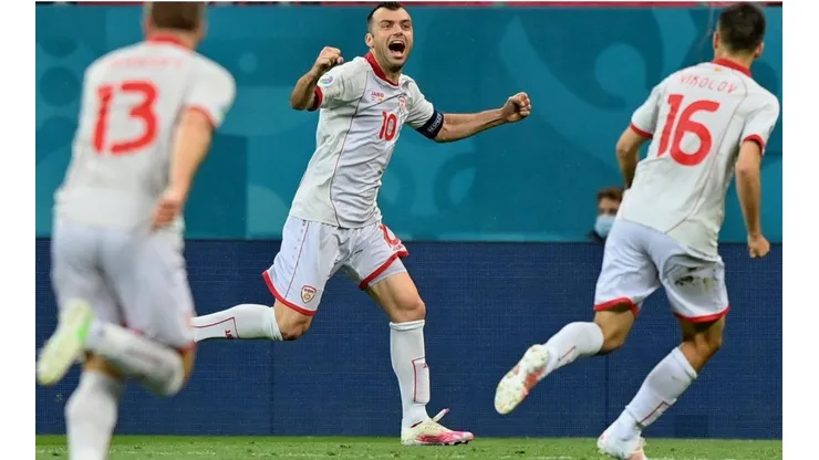 Jugadores de Macedonia durante un encuentro de la Eurocopa.