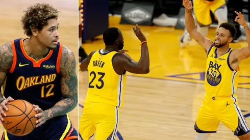 Kelly Oubre Jr., Draymond Green y Stephen Curry