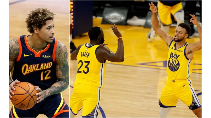 Kelly Oubre Jr., Draymond Green y Stephen Curry