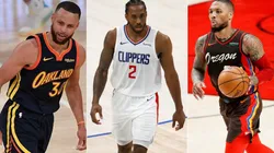 Stephen Curry, Kawhi Leonard y Damian Lillard