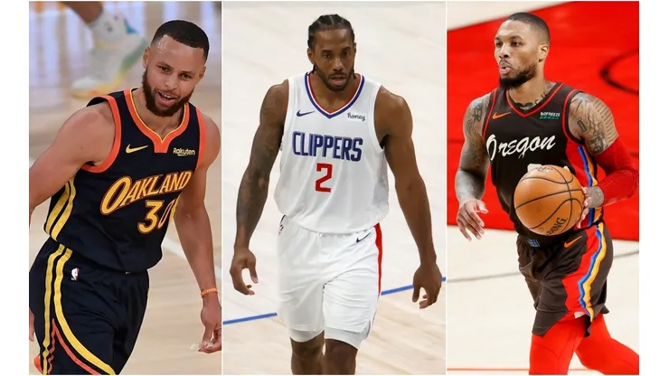 Stephen Curry, Kawhi Leonard y Damian Lillard