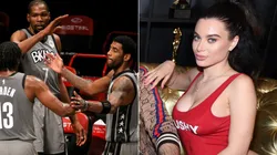 James Harden, Kevin Durant, Kyrie Irving y Lana Rhoades