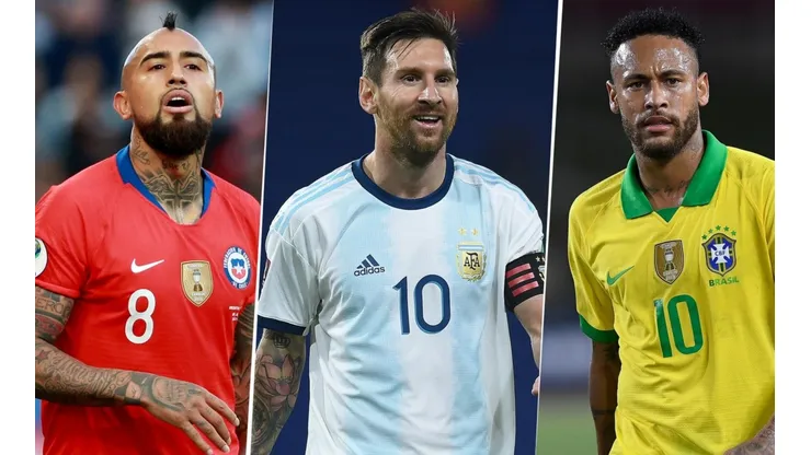 Arturo Vidal, Lionel Messi y Neymar Jr. tres de los jugadores más importantes de las Eliminatorias (Fotos: Getty Images)