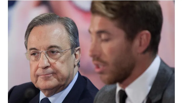 Florentino Pérez y Sergio Ramos en un acto de Real Madrid.