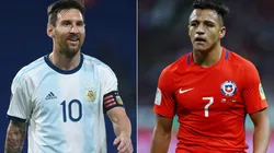 Lionel Messi de Argentina (izq) y Alexis Sánchez de Chile (Getty).