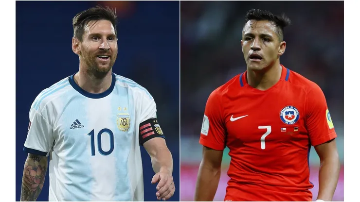 Lionel Messi de Argentina (izq) y Alexis Sánchez de Chile (Getty).