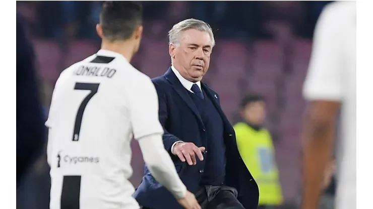 Carlo Ancelotti y Cristiano Ronaldo durante un encuentro de la Serie A.