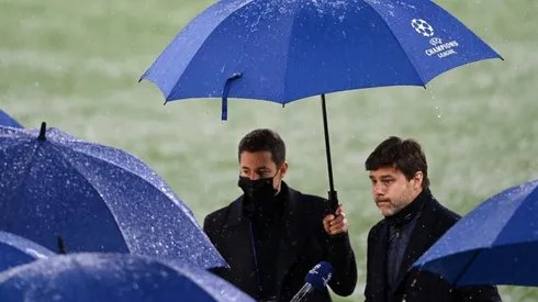 Mauricio Pochettino en una conferencia de prensa del PSG.