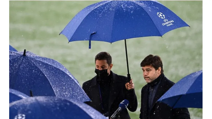 Mauricio Pochettino en una conferencia de prensa del PSG.