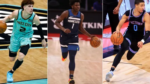 LaMelo Ball, Anthony Edwards y Tyrese Haliburton. (Foto: Getty)