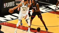 Giannis Antetokounmpo y Trevor Ariza