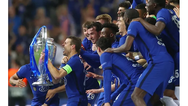 El festejo de los jugadores de Chelsea.