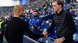 El saludo previo entre Guardiola y Tuchel.