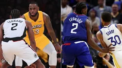 Kawhi Leonard, LeBron James y Stephen Curry