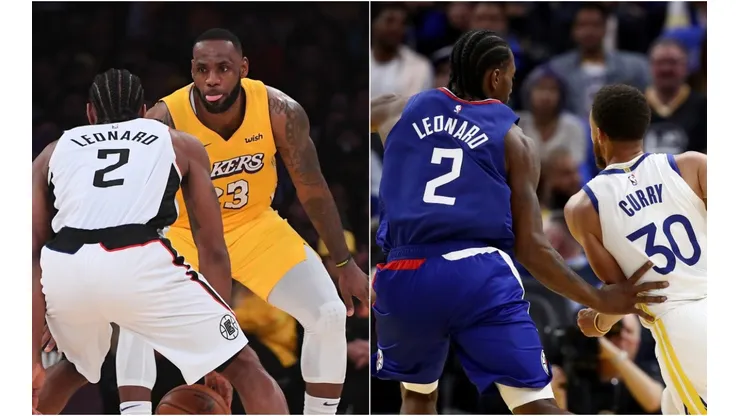 Kawhi Leonard, LeBron James y Stephen Curry