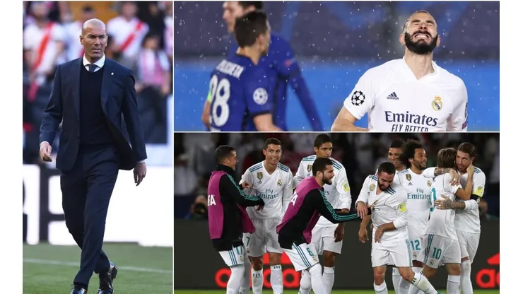 Zinedine Zidane y jugadores de Real Madrid.