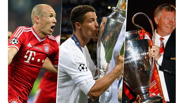Arjen Robben, Cristiano Ronaldo y Alex Ferguson (Foto: Getty Images)