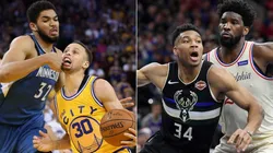 Karl-Anthony Towns, Stephen Curry, Giannis Antetokounmpo y Joel Embiid