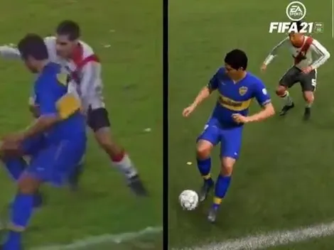 CONMEBOL recrea el caño de Riquelme a Yepes en el FIFA 21