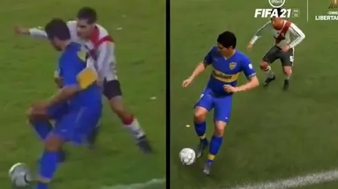 CONMEBOL recrea el caño de Riquelme a Yepes en el FIFA 21