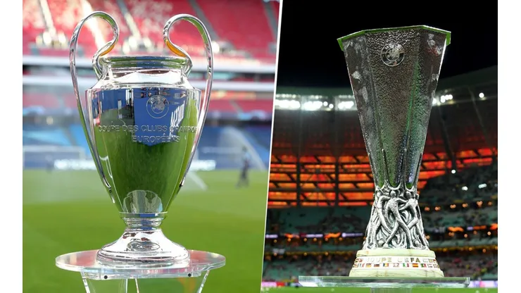 Trofeos de la UEFA Champions League y UEFA Europa League (Fotos: Getty Images)
