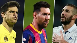 Gerard Moreno, Lionel Messi y Karim Benzema fueron los tres máximos artilleros de La Liga en esta campaña (Fuente: Getty Images)