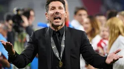 Diego Simeone celebrando uno de sus títulos con Atlético de Madrid.