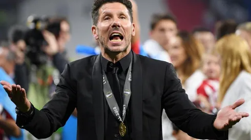 Diego Simeone celebrando uno de sus títulos con Atlético de Madrid.