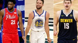 Joel Emiid, Stephen Curry y Nikola Jokic