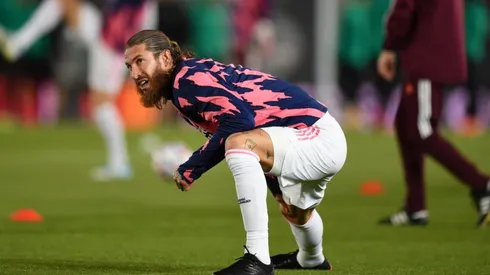 Sergio Ramos durante un calentamiento con Real Madrid.