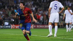 Leo Messi celebrando uno de sus goles con Barcelona.