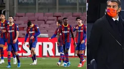 Joan Laporta y jugadores de Barcelona.