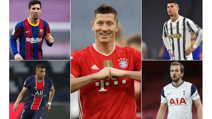 Messi, Cristiano, Lewandowski, Kane y Mbappé, los goleadores de las grandes ligas europeas.