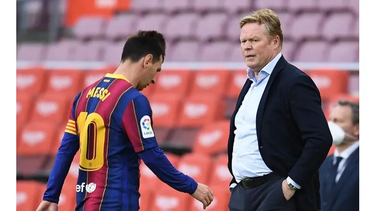 Leo Messi y Ronald Koeman durante un encuentro con Barcelona.
