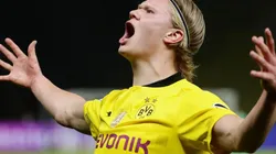 Erling Haaland durante un partido con Dortmund.
