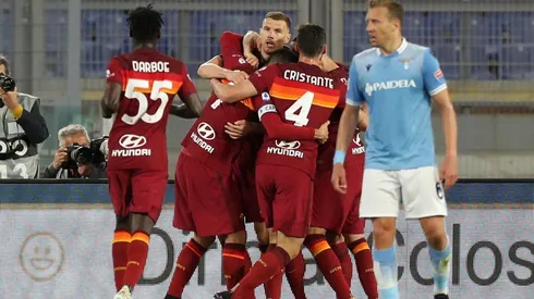 El festejo de los jugadores de Roma.