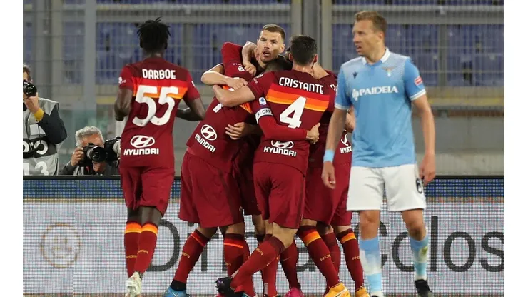 El festejo de los jugadores de Roma.