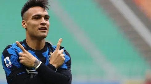Lautaro Martínez celebra uno de sus goles con Inter de Milan.