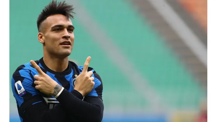 Lautaro Martínez celebra uno de sus goles con Inter de Milan.