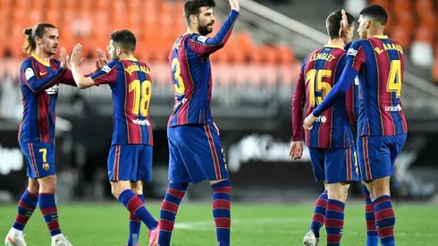 Jugadores del Barcelona en un encuentro por LaLiga.
