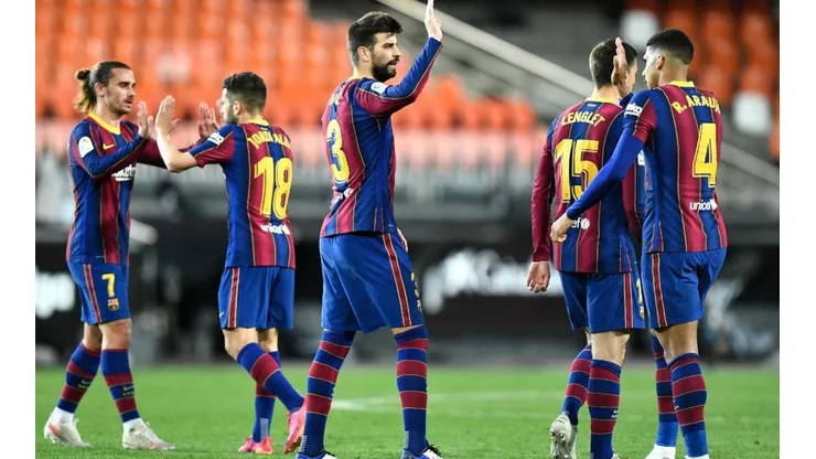 Jugadores del Barcelona en un encuentro por LaLiga.