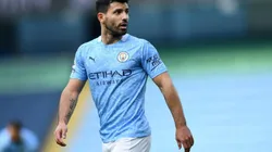 Sergio Agüero durante un encuentro con Manchester City.