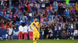 Leo Messi durante la última victoria de Levante sobre Barcelona.