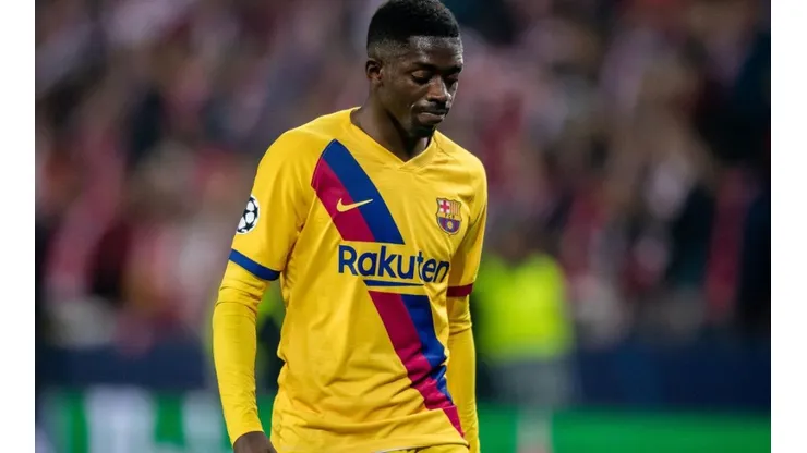 Ousmane Dembelé durante un encuentro con Barcelona.