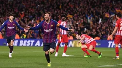 Messi celebrando uno de sus goles al Atlético de Madrid.
