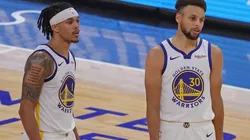 Damion Lee y Stephen Curry