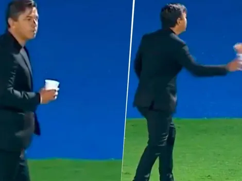 Video: River erró un gol y Gallardo revoleó un vaso al diablo