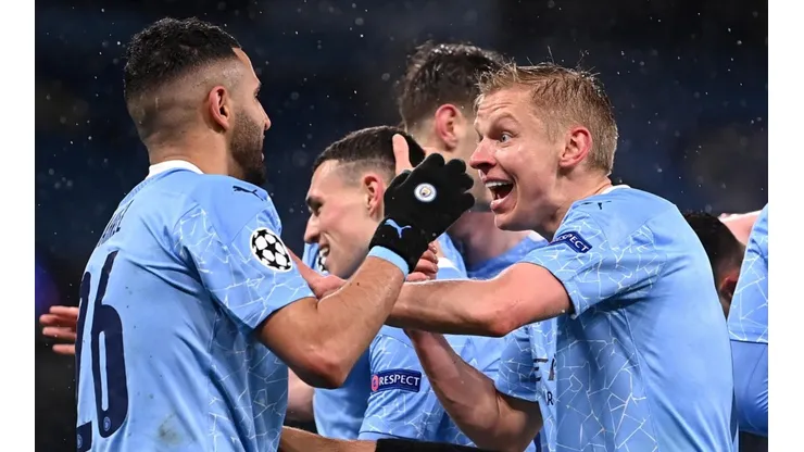 El festejo de los jugadores de Manchester City.